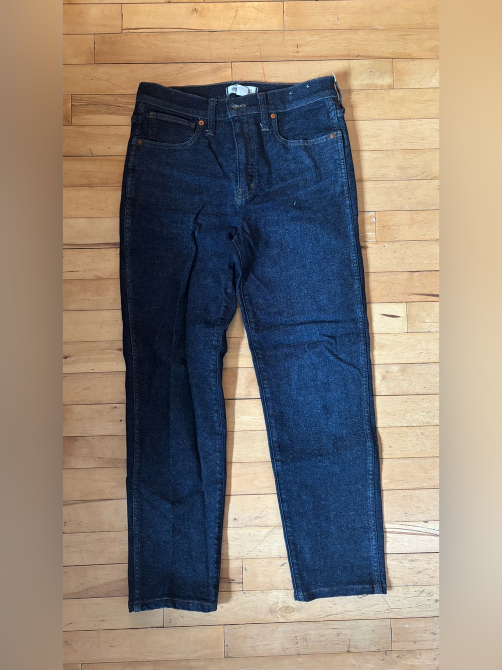 Dark Indigo Madewell mid-rise stovepipe Jeans